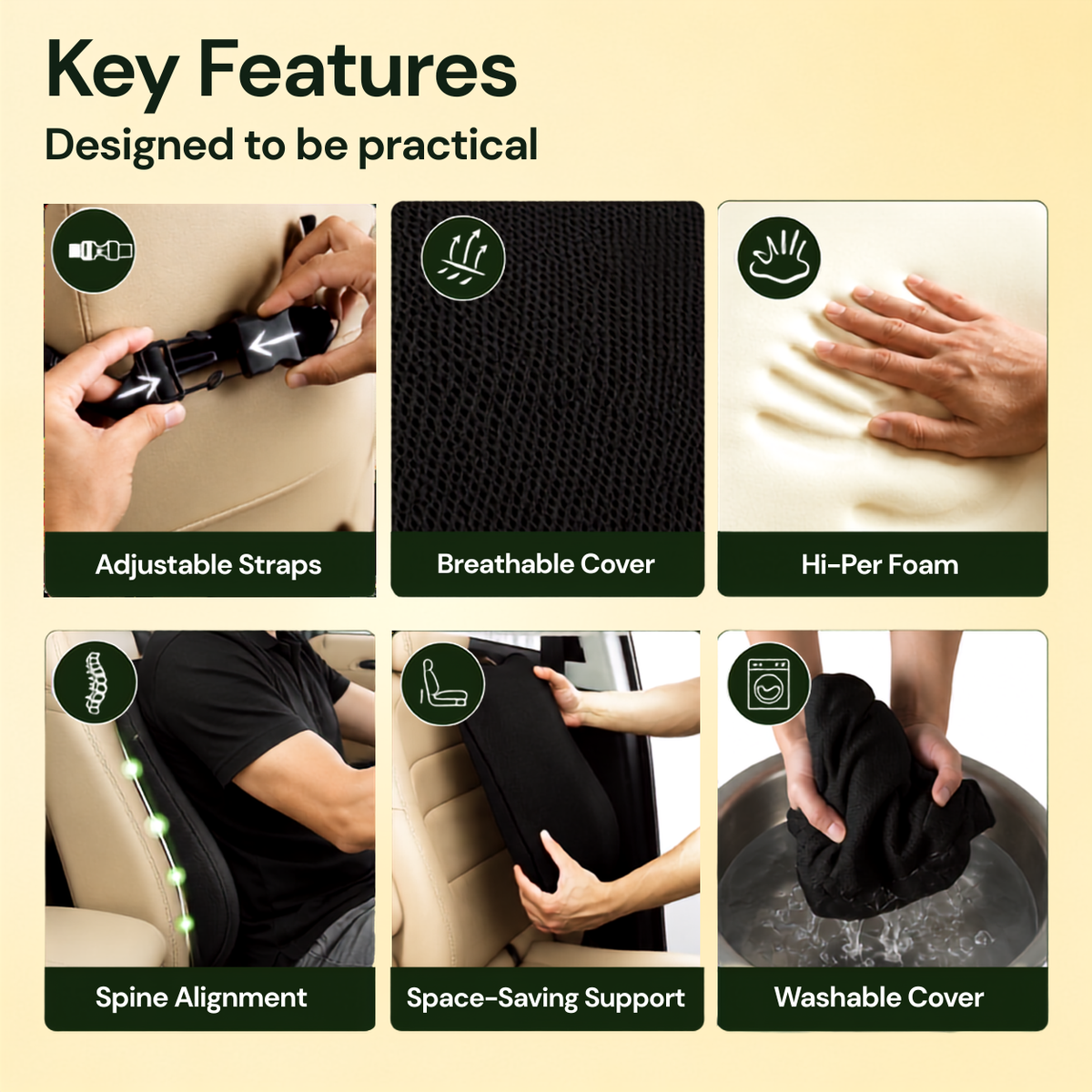 Kusho Car Spine Rest Cushion